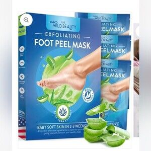 Wild Beauty Foot Peel Mask (3 Pack), Moisturizes Dry Cracked Feet, Soft Foot